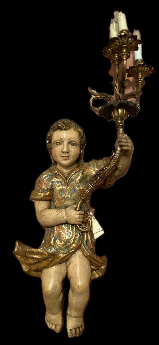 Scultura in legno del ‘600 in legno decorato.