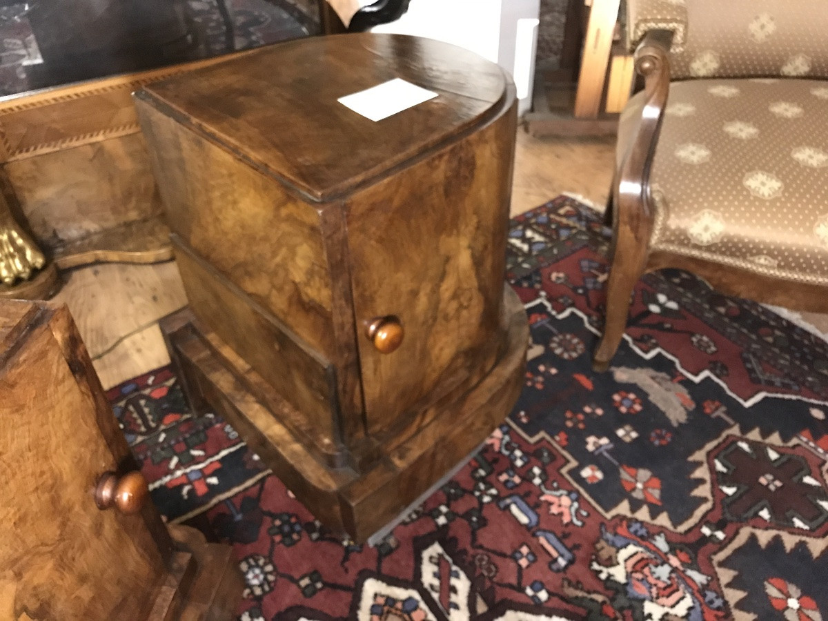 Coppia di comodini déco anni '30 in radica di Noce.-photo-3