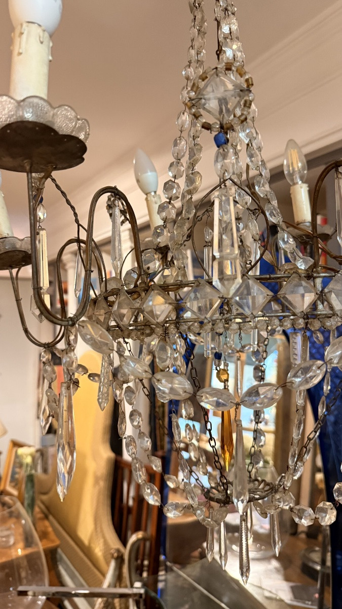 Lampadario in Cristallo a Sei Luci – Metà Ottocento-photo-3