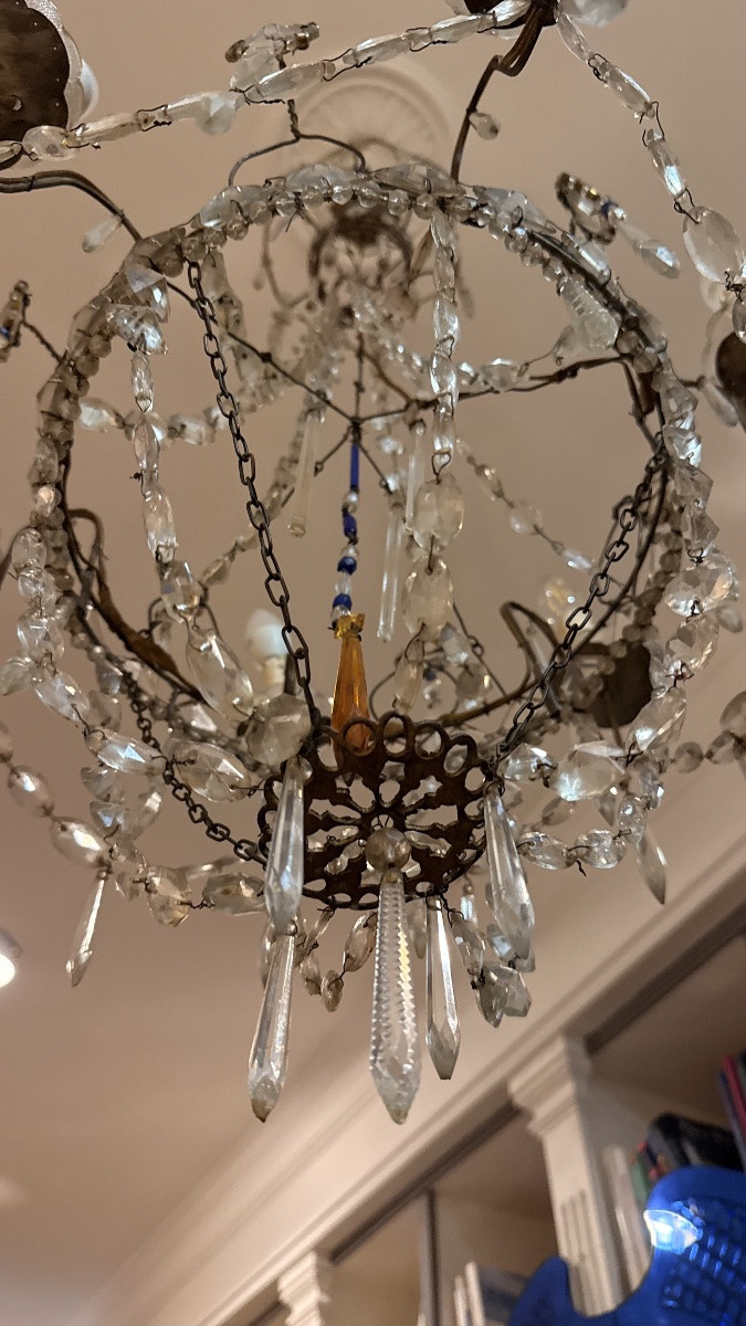 Lampadario in Cristallo a Sei Luci – Metà Ottocento-photo-4