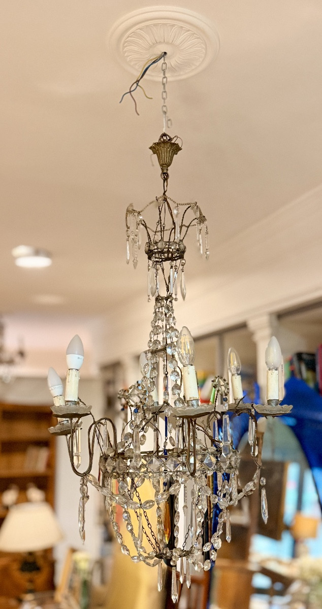 Lampadario in Cristallo a Sei Luci – Metà Ottocento