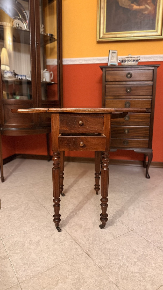 Elegante Tavolino a Bandelle in Mogano Stile Luigi Filippo (Metà XIX Secolo)-photo-2