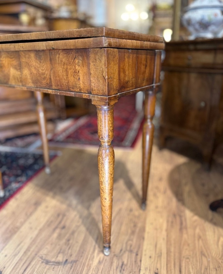 Tavolo da gioco antico in noce – Epoca metà Ottocento-photo-2