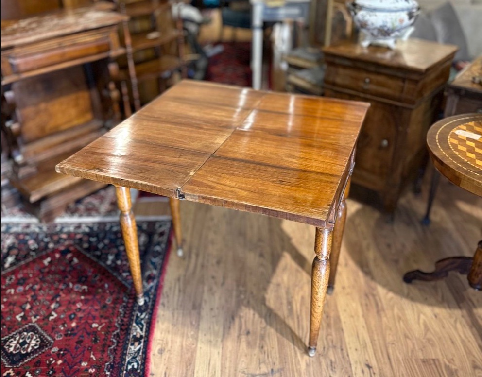 Tavolo da gioco antico in noce – Epoca metà Ottocento-photo-3