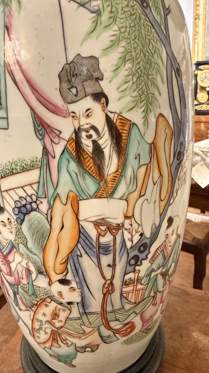 Grande vaso antico in porcellana cinese, risalente al periodo Repubblicano (1912–1949)-photo-3