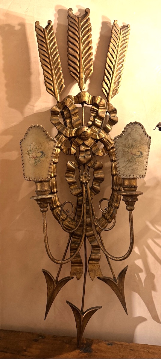 Applique da parete in ferro dorato – stile Luigi XVI