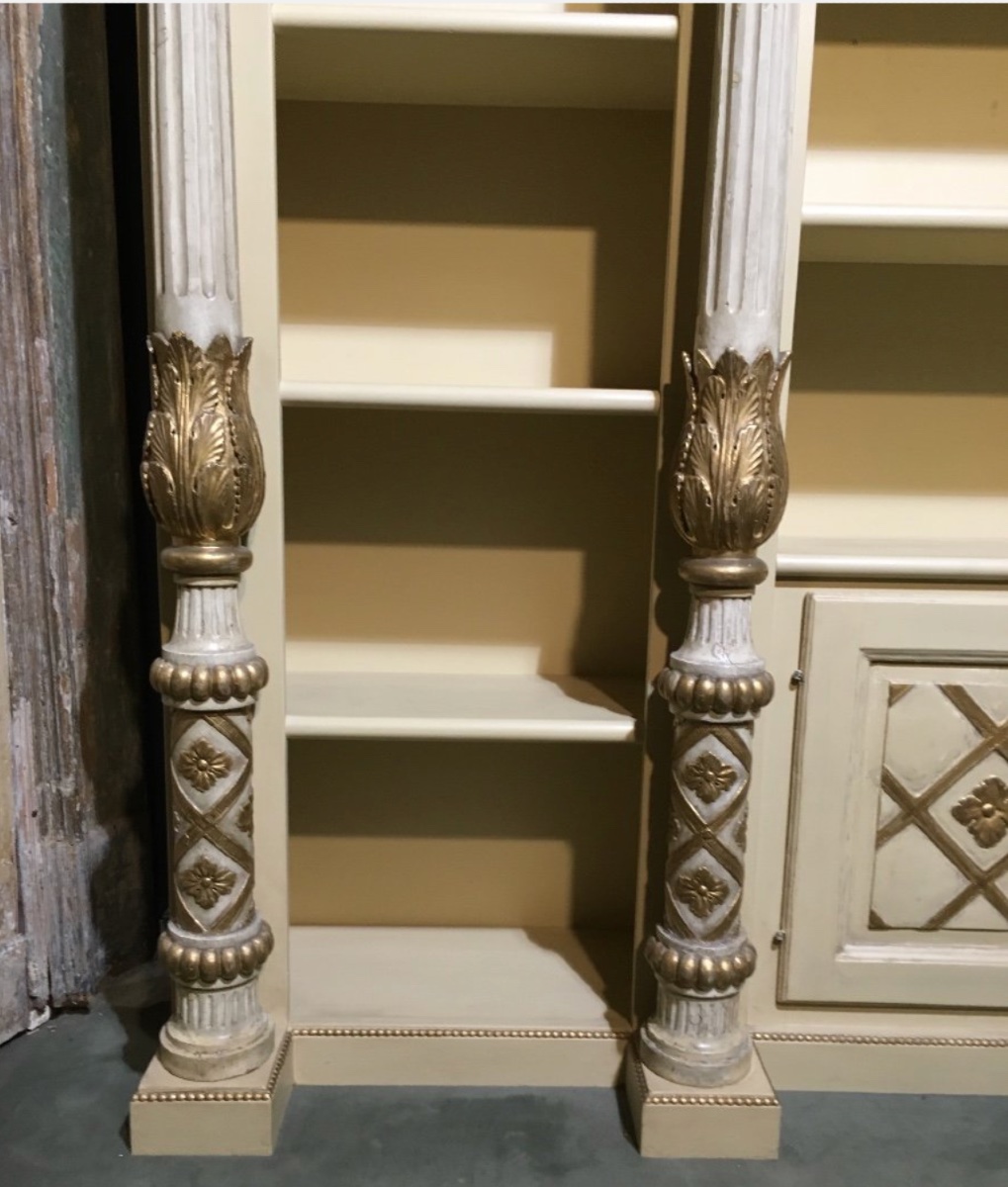 Antica libreria fine Settecento in lacca e dorature originali-photo-1