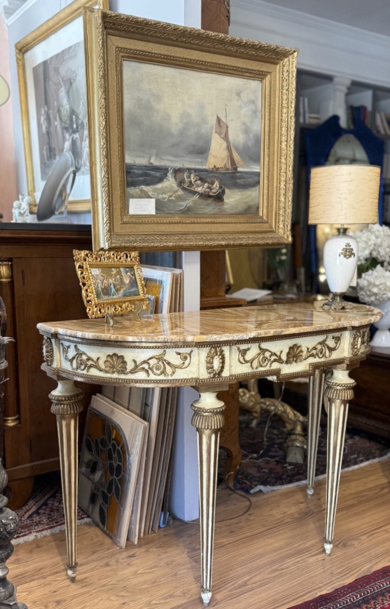 Consolle demi-lune in marmo Giallo Siena – Italia, XIX secolo