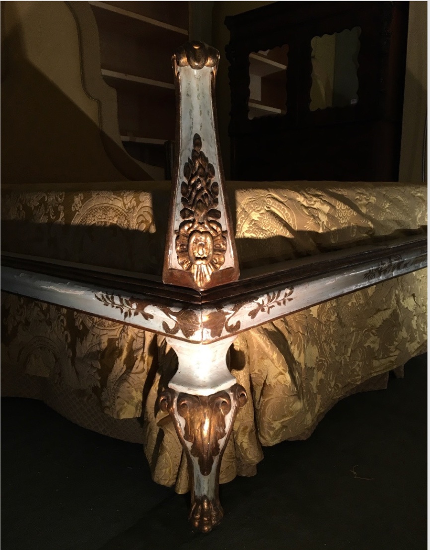 Letto fine Settecento laccato con decori in oro zecchino-photo-4