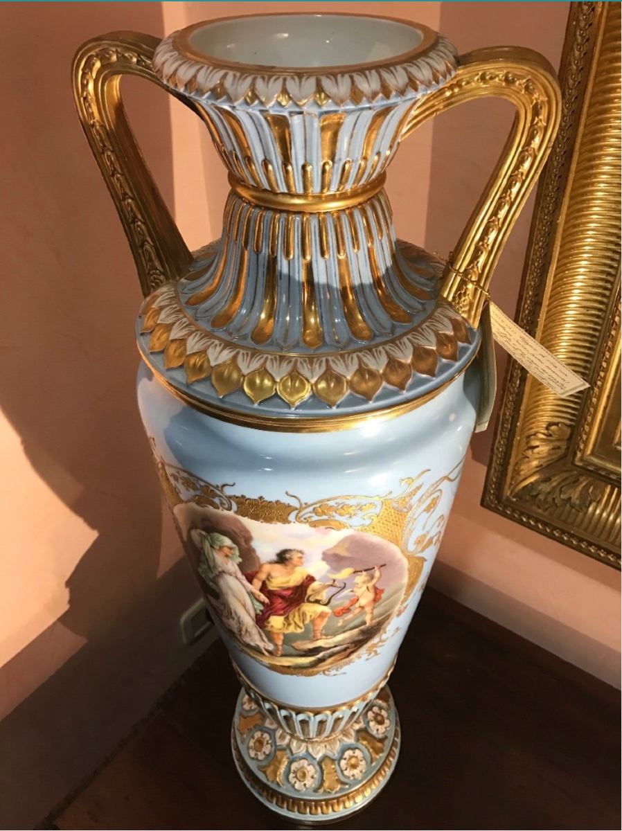 Coppia di vasi decorativi in porcellana, manifattura francese, stile Sèvres, XVIII–XIX secolo-photo-3