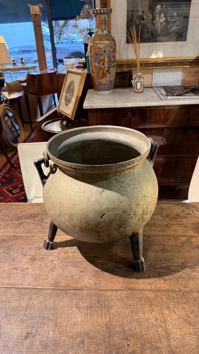 Antico paiolo in bronzo a tre piedi – XVIII secolo-photo-2