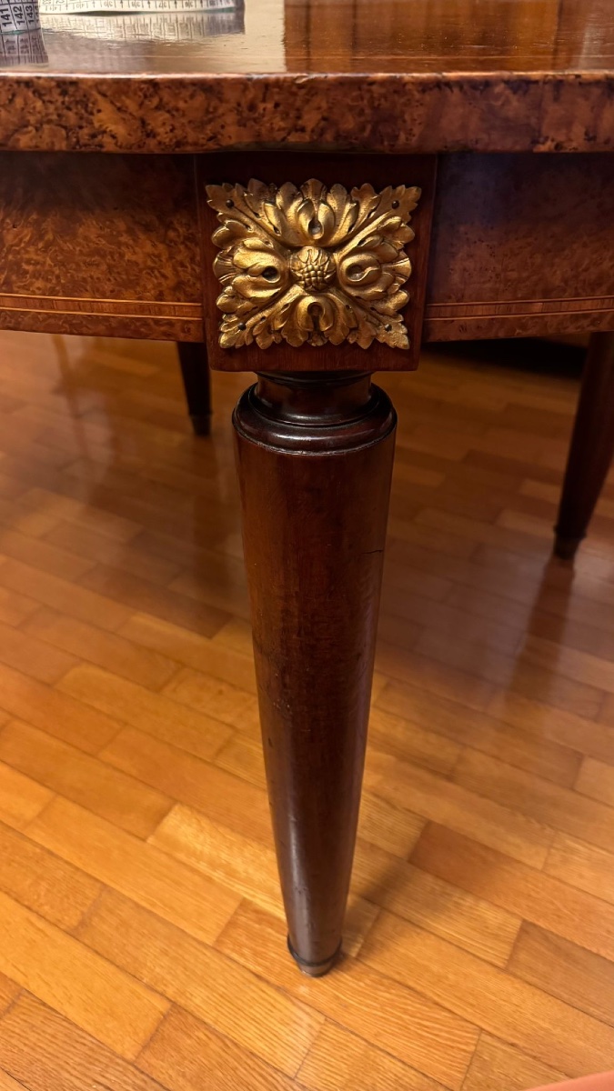 Tavolo ovale allungabile in radica di tuia – Fine Ottocento-photo-2