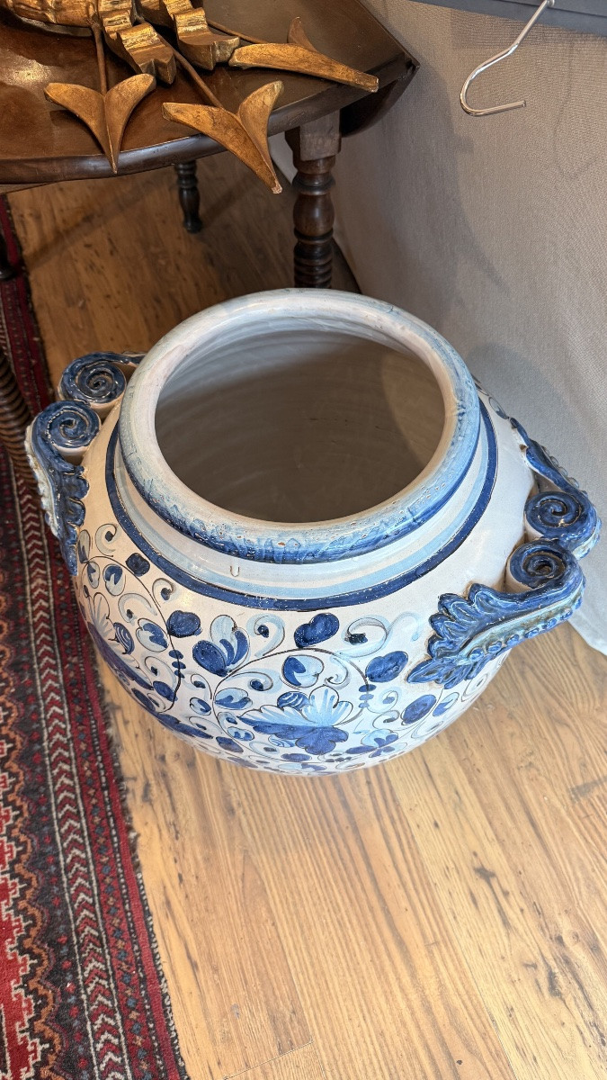 Orcio maiolicato italiano a due manici zoomorfi-photo-2