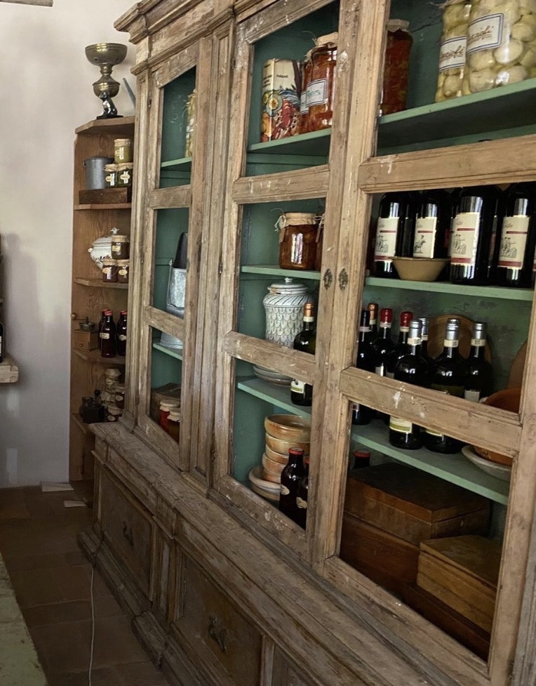 Credenza antica in legno massello con ante vetrate – fine XIX / inizi XX secolo-photo-2