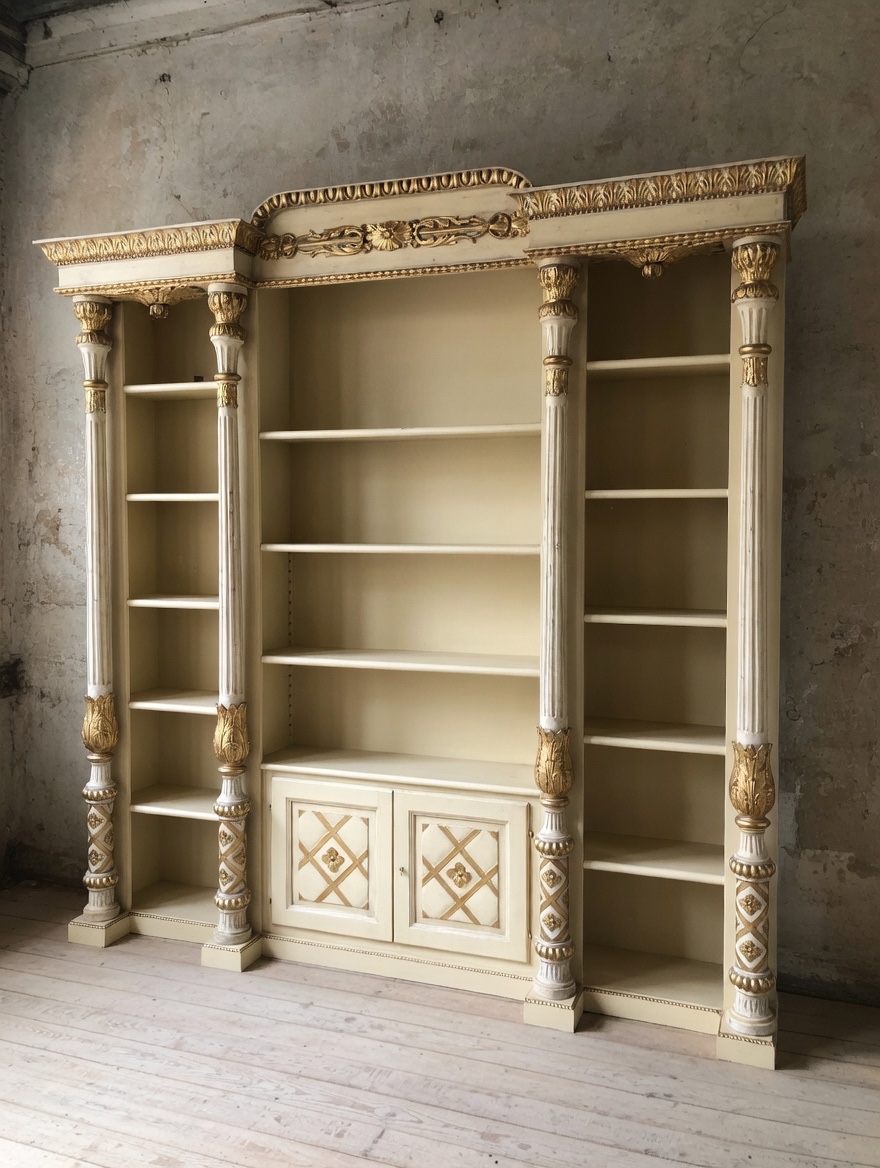 Antica libreria fine Settecento in lacca e dorature originali