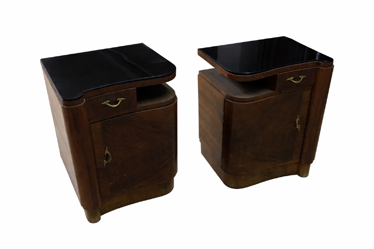 Coppia di comodini italiani in stile Art Déco, databili intorno al 1935