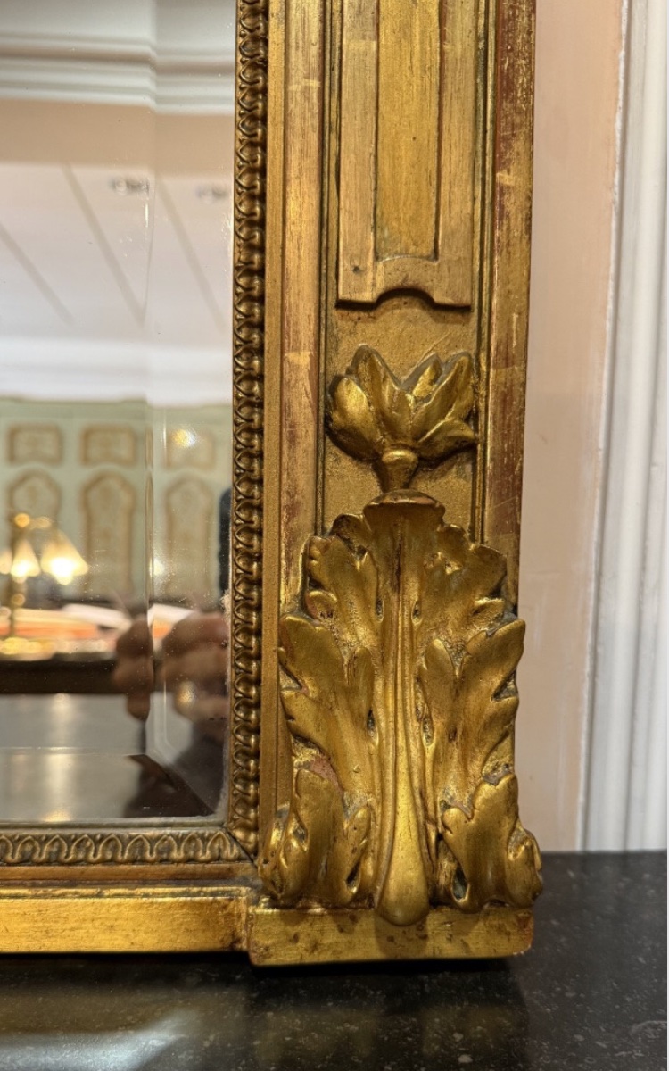 Specchiera da camino in legno intagliato e dorato, realizzata in stile Luigi Filippo-photo-3