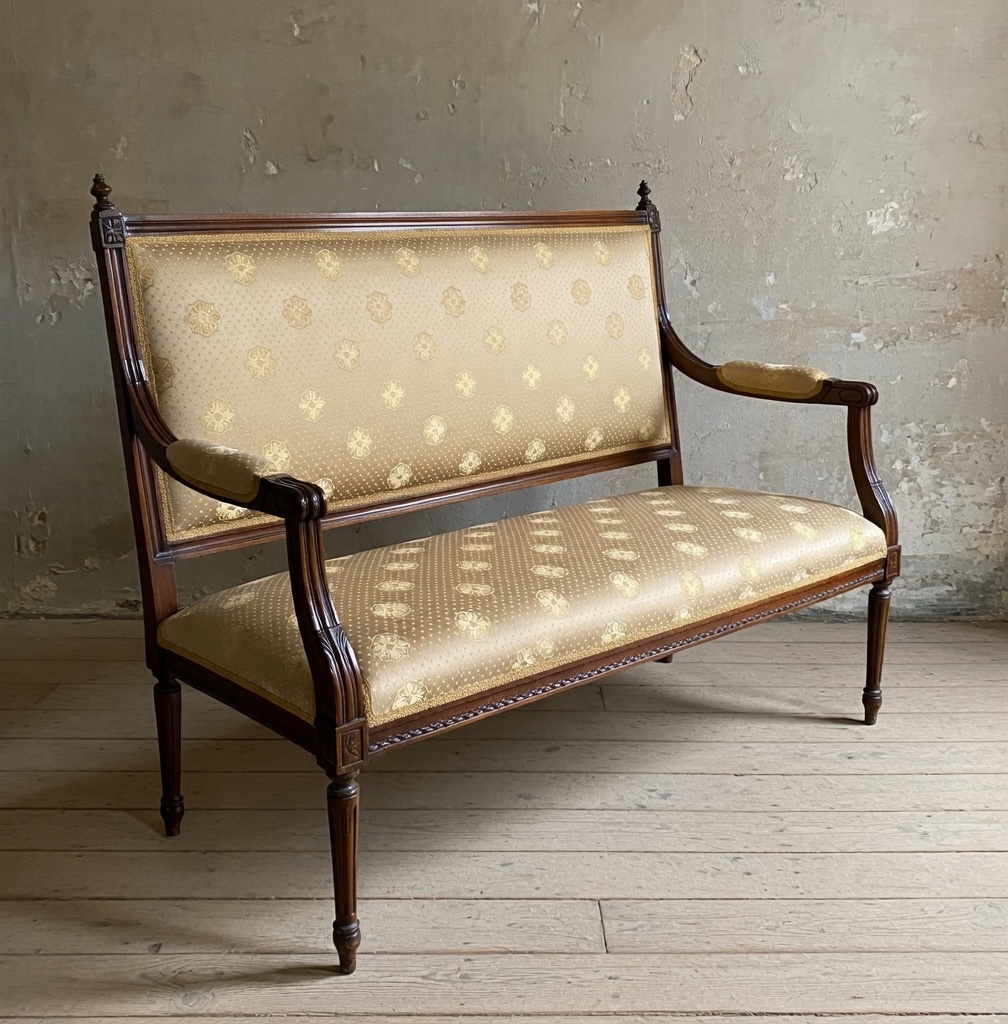 Divano toscano di fine XIX secolo in noce massello