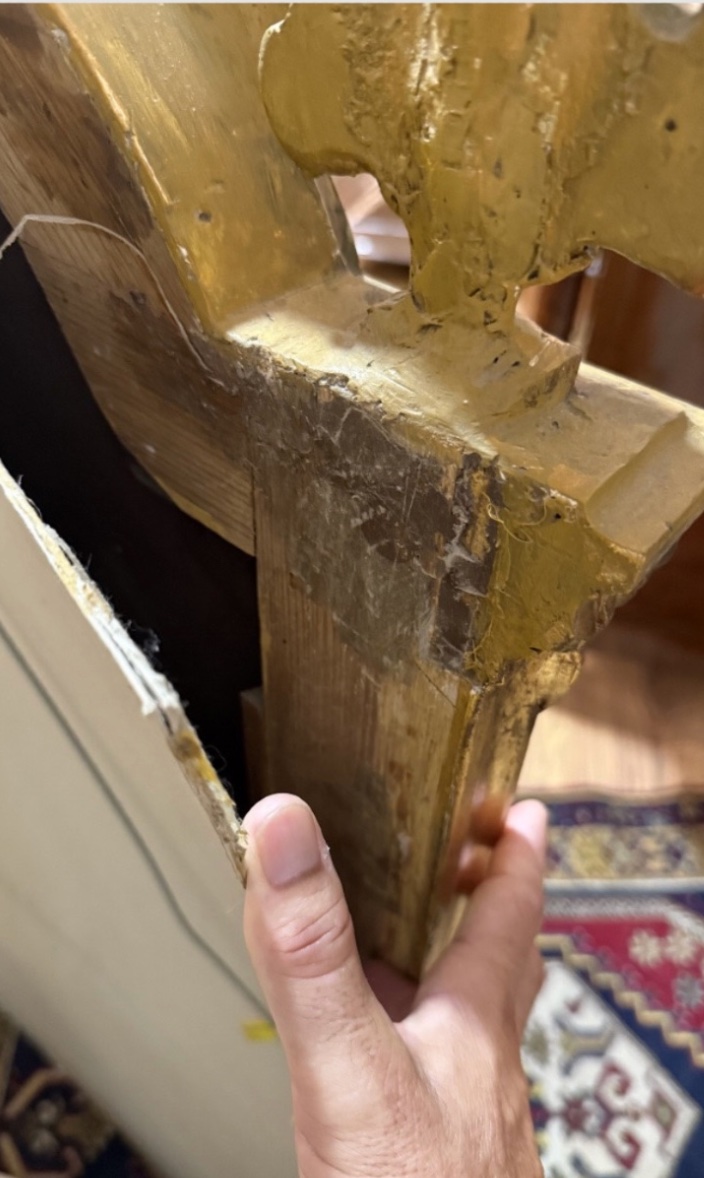 Specchiera da camino in legno intagliato e dorato, in stile Luigi Filippo seconda metà del XIX -photo-2