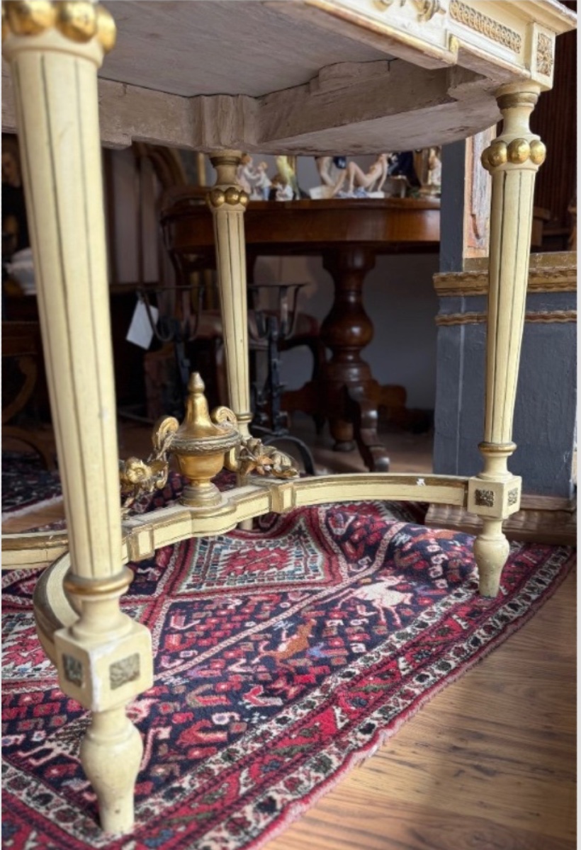 Tavolo consolle Luigi XVI in lacca e oro-photo-3