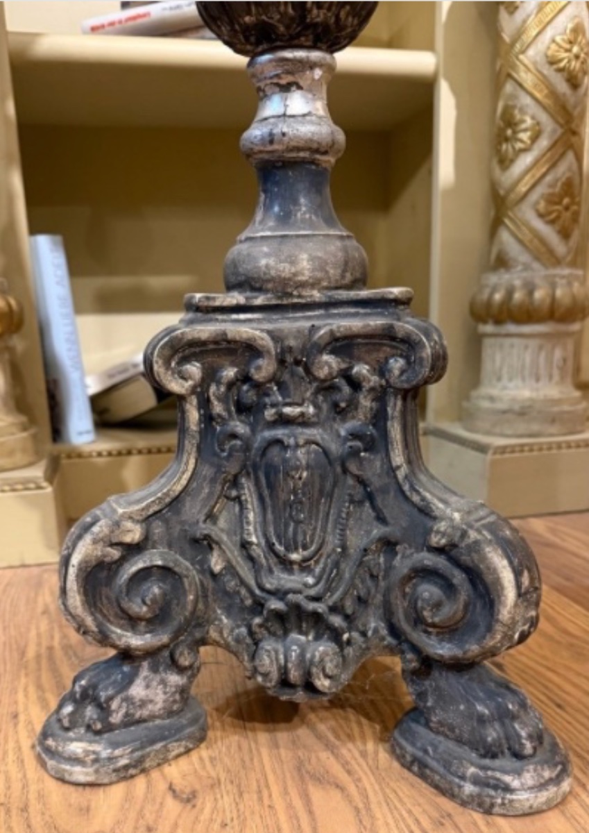 Candelieri in Legno Intagliato e Foglia d’Argento Genova, fine XVIII secolo-photo-2