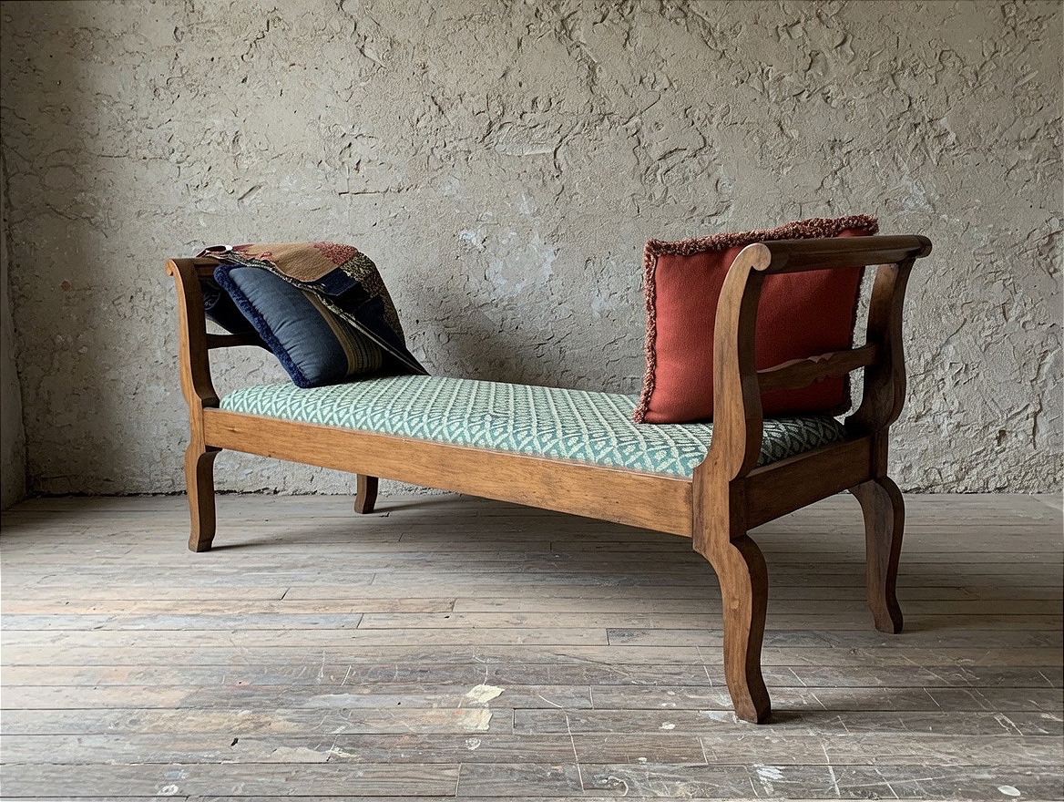 Panca / dormeuse in noce, risalente alla fine dell’Ottocento