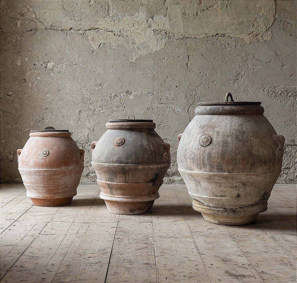 Orci toscani in terracotta risalenti al XIX secolo