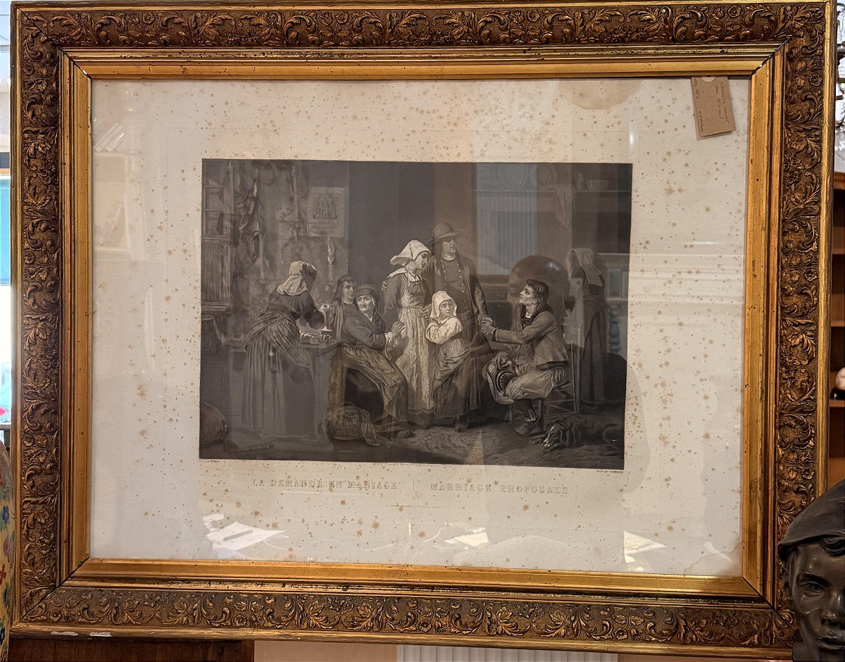 Coppia di quadri raffiguranti scene familiari, risalenti alla fine del XIX secolo.-photo-3