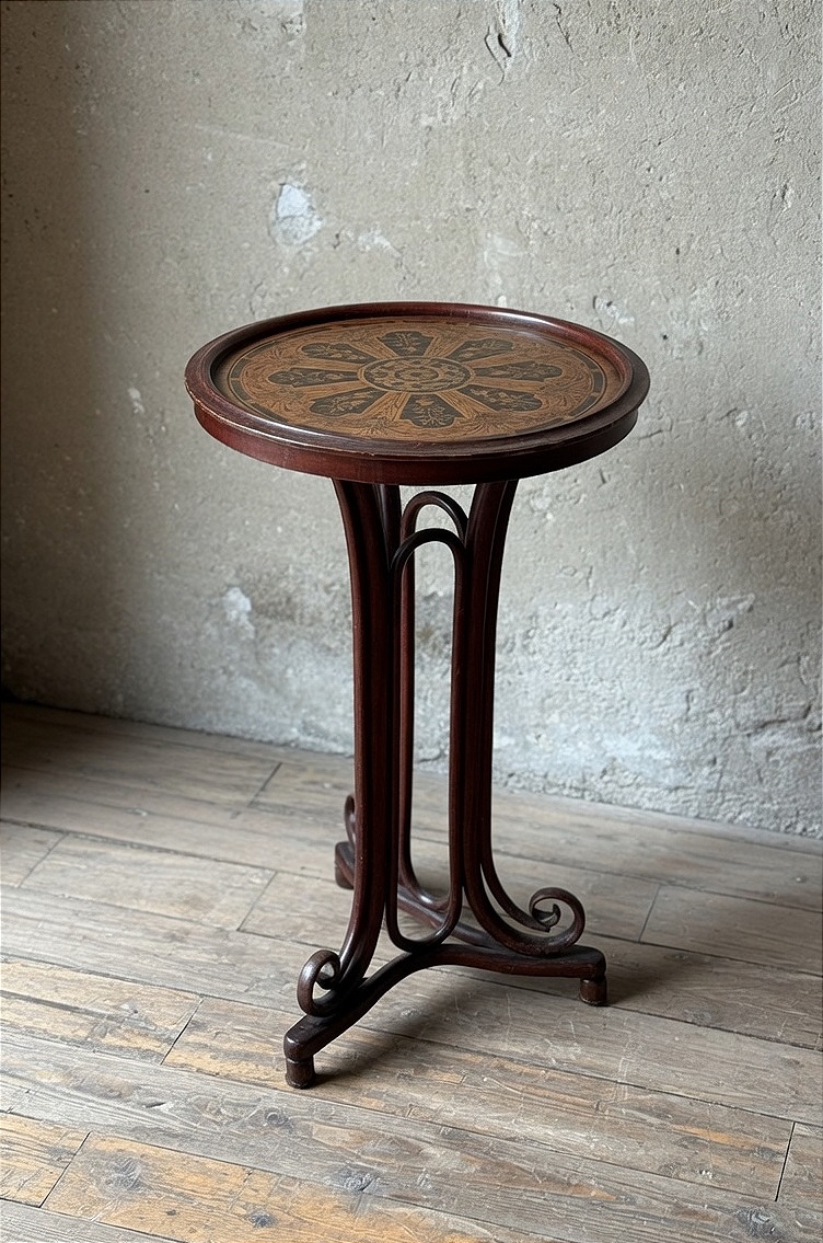 Tavolino Thonet con piano circolare, realizzato in Austria agli inizi del XX secolo.