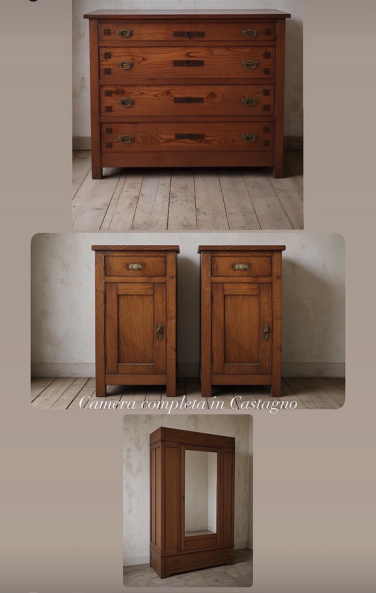 Camera da letto in castagno, metà del Novecento-photo-1