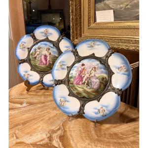 Piatti Limoges in porcellana, stile Liberty.