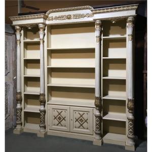 Antica libreria fine Settecento in lacca e dorature originali