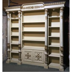 Antica libreria fine Settecento in lacca e dorature originali