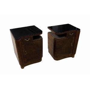 Coppia di comodini italiani in stile Art Déco, databili intorno al 1935