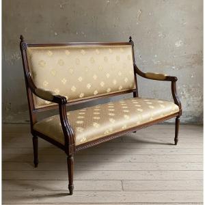 Divano toscano di fine XIX secolo in noce massello