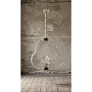 Lampadario a sospensione in vetro di Murano attribuito alla celebre manifattura Barovier & Toso