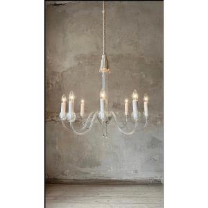 lampadario in vetro di Murano trasparente a otto luci, realizzato negli anni '80.