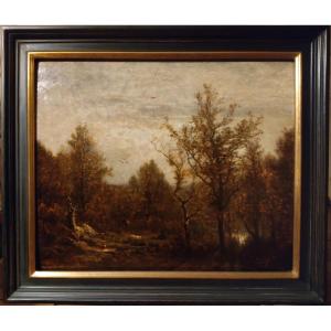 Louis-hector Allemand (1809-1886). Autumn Landscape (exhibited At The Lyon Salon In 1864)