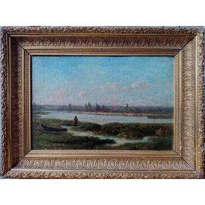 Antoine Claude Ponthus-cinier (1812-1885). Banks Of The Saône Near Saint-germain Au Mont d'Or