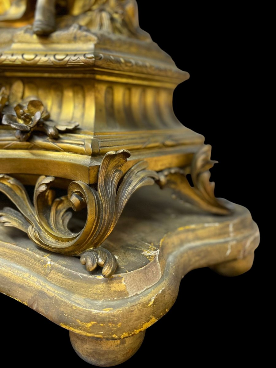 Orologio da camino in bronzo dorato – Francia, fine XVIII secolo-photo-1