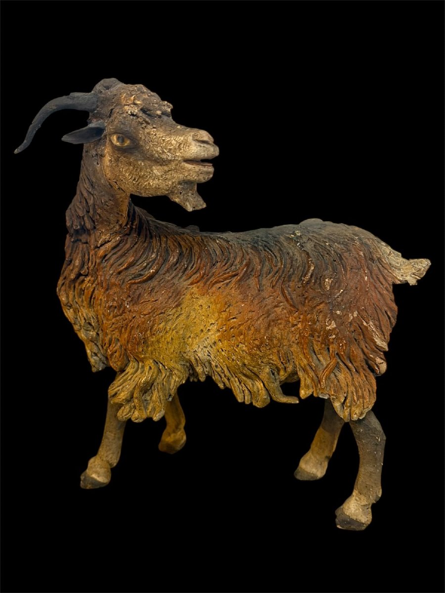 Capra da presepe napoletano in terracotta – Napoli, XIX secolo