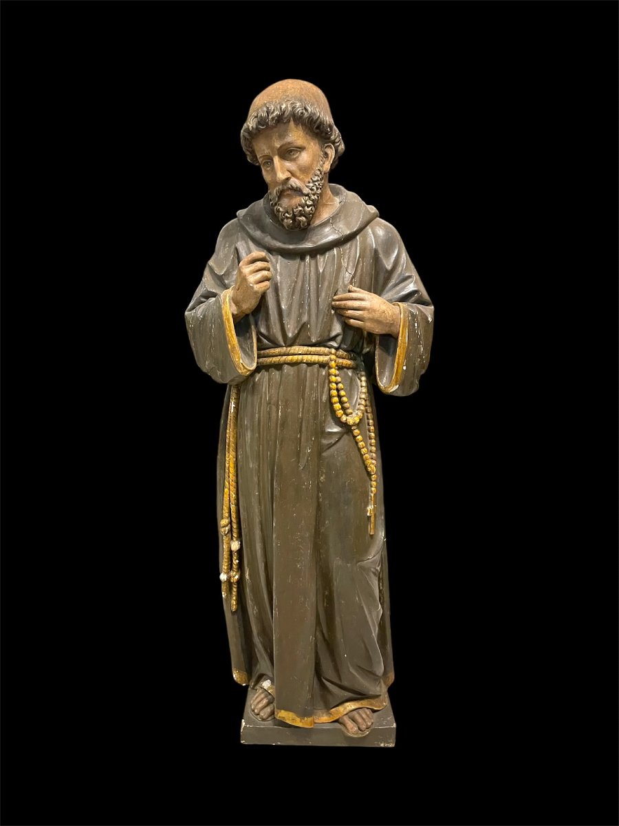 San Francesco d'Assisi – Scultura lignea policroma, Italia, XVIII secolo