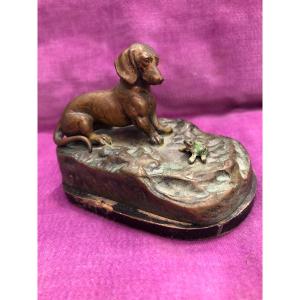 Bronze Sculpture,teckel,fin XIXème Début XX ème Siècle 