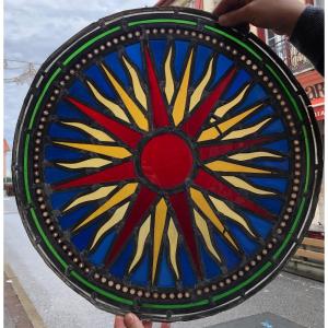 19th Century Sun Stained Glass Window