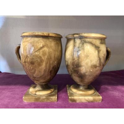 Pair Of Cups, Vases, Grand Tour, XIXth Century