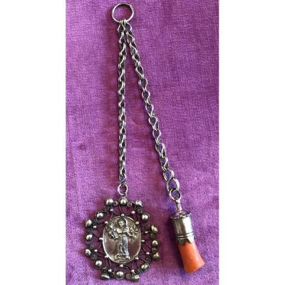 Medal, Fibula, Silver, Coral, Seventeenth Century