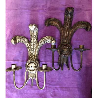 Appliques In Golden Wood, Plume, XXth Century