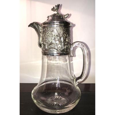 Crystal Carafe And Silver, Art Nouveau, 20th Century