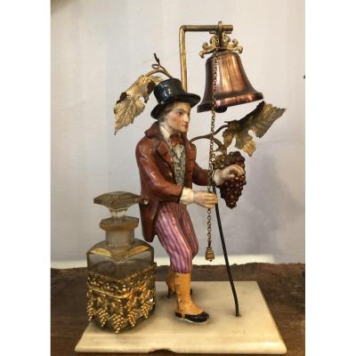 Bottle, Crystal And Porcelain Character, XIXth Century