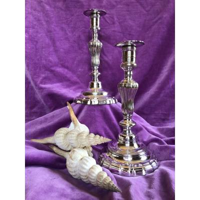 Pair Of Candelsticks, Métal Plated